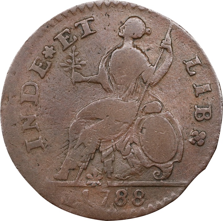 1788 Copper Connecticut, Mailed Bust Right MS BN VF20 BN thumbnail 2