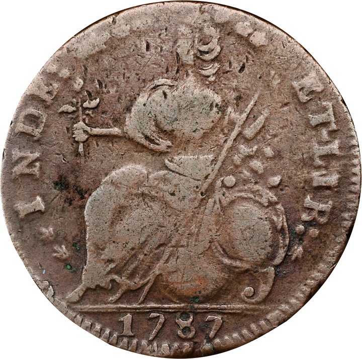 1787 Copper Connecticut, Draped Bust Left, ETLIR MS BN VF25 BN thumbnail 2