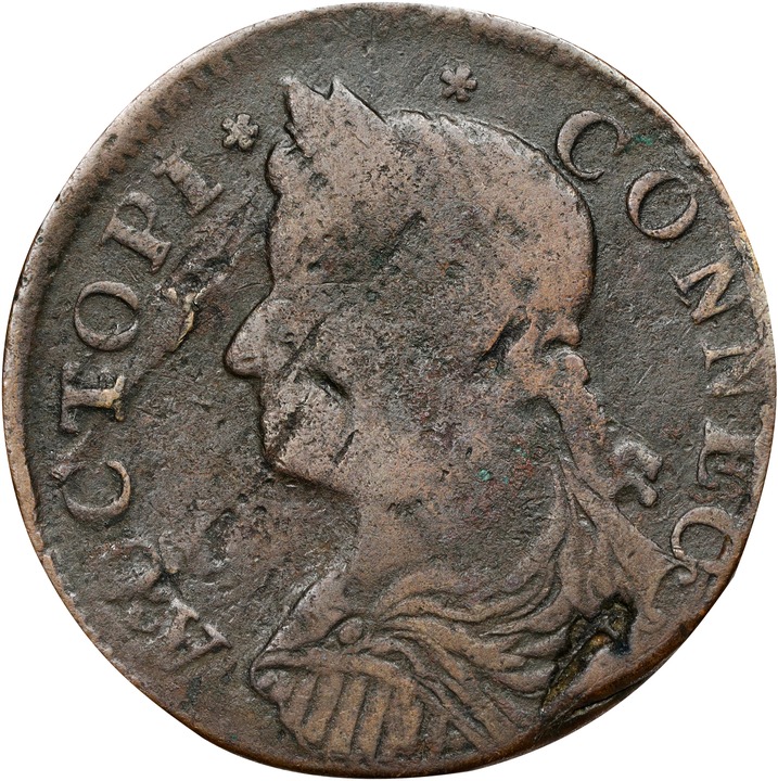 1787 Copper Connecticut, Draped Bust Left, AUCTOPI MS BN thumbnail 3
