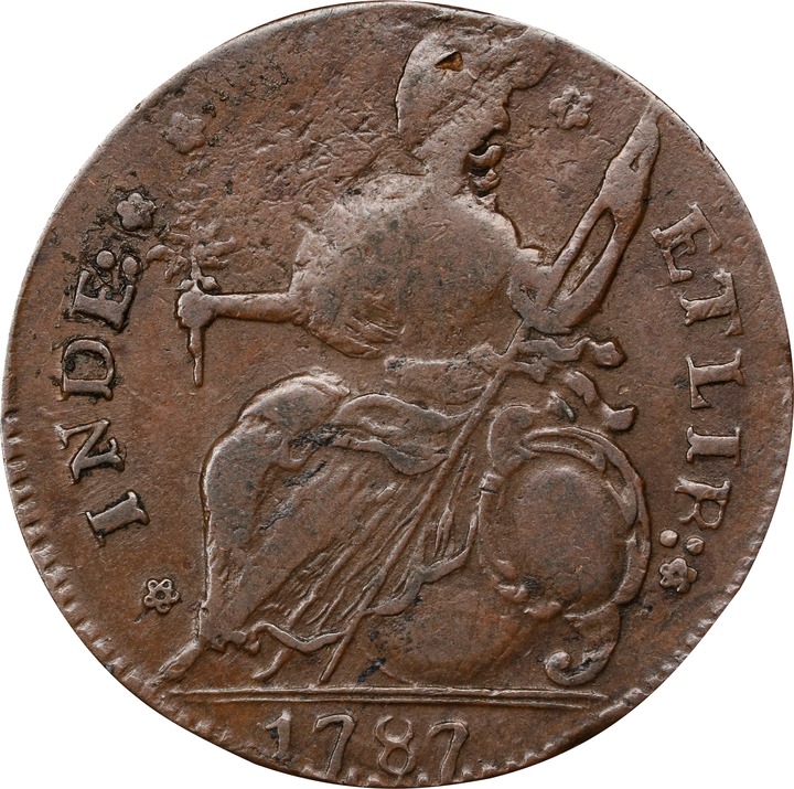 1787 Copper Connecticut, Draped Bust Left MS BN VF35 BN thumbnail 2