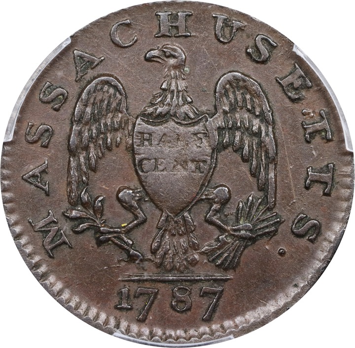 1787 Copper Massachusetts MS BN AU55 BN thumbnail 2