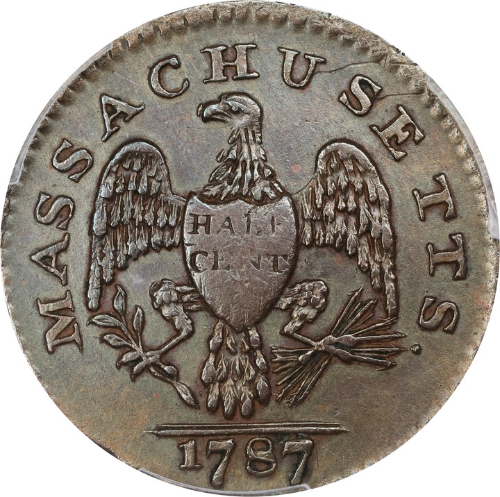 1787 Copper Massachusetts MS BN AU53 BN thumbnail 2