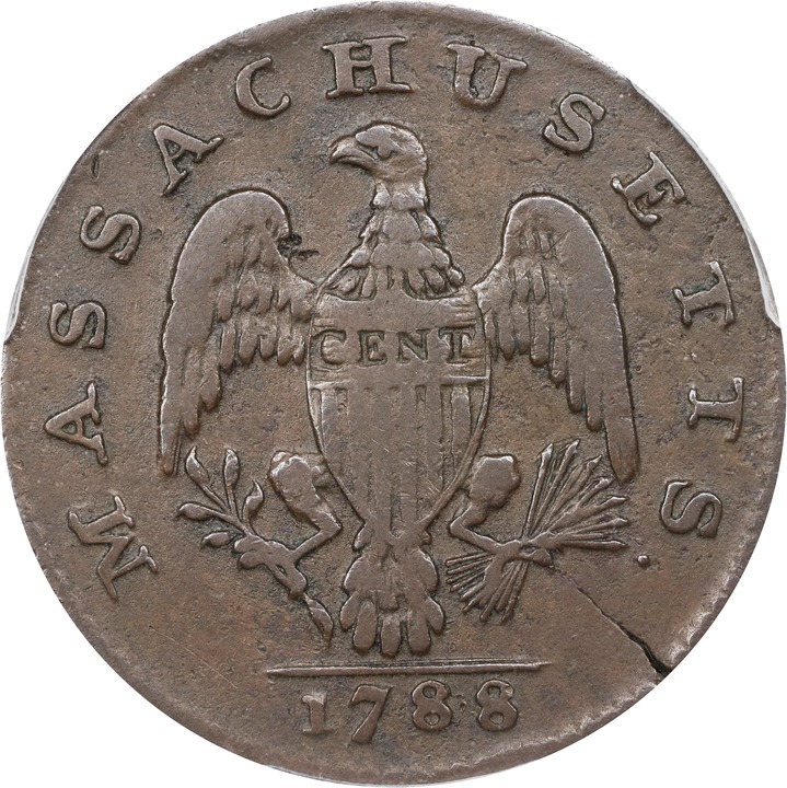 1788 Cent Massachusetts, With Period MS BN VG10 BN thumbnail 18