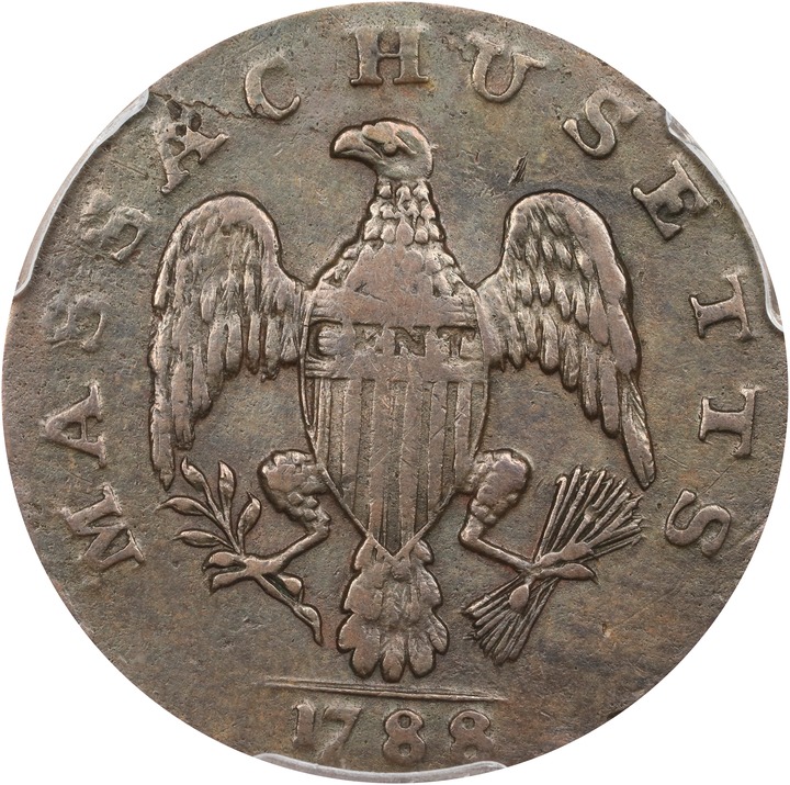 1788 Cent Massachusetts, No Period MS BN XF45 BN thumbnail 2