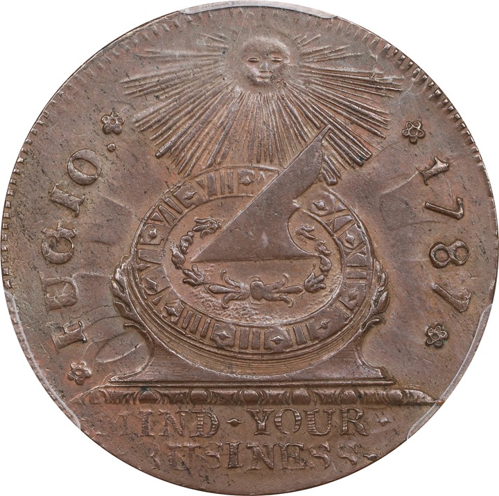 1787 Fugio 1c 4 Cinquefoils, STATES UNITED, Newman 13-X MS BN AU55 BN thumbnail 7