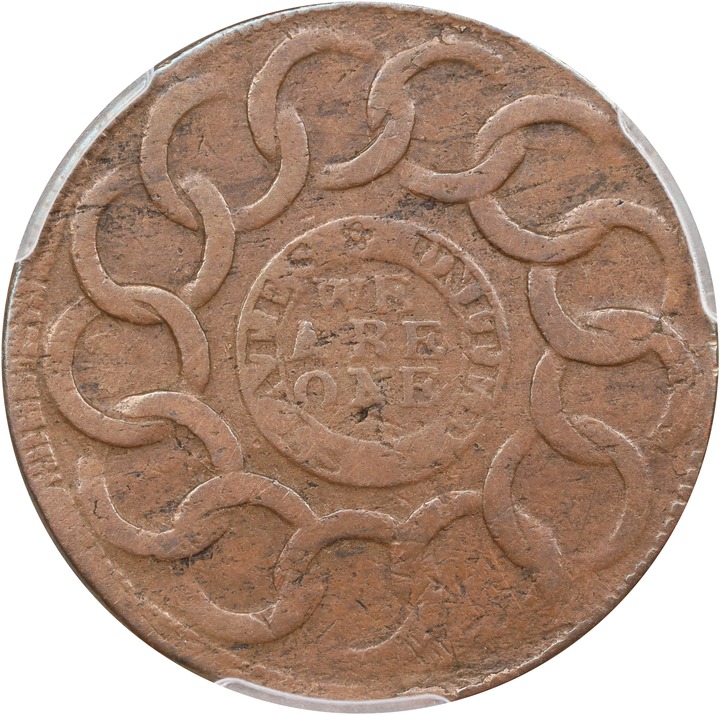 1787 Fugio 1c 4 Cinquefoils, STATES UNITED, Newman 9-P MS BN VF30 BN thumbnail 2