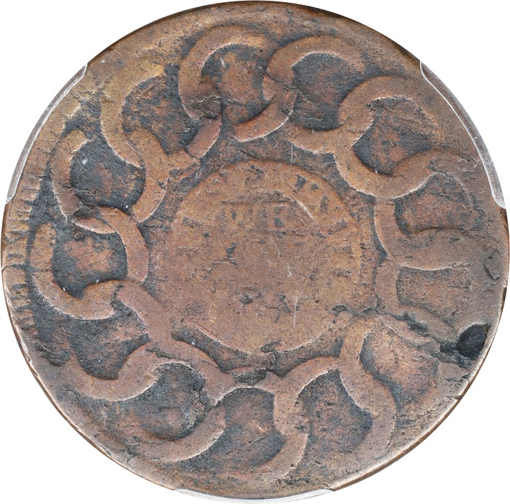 1787 Fugio 1c 4 Cinquefoils, STATES UNITED, Newman 9-P MS BN VG10 BN thumbnail 2