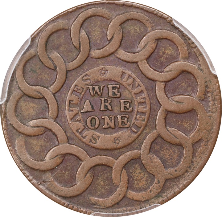 1787 Fugio 1c 4 Cinquefoils, STATES UNITED, 1/1, Newman 10-T MS BN AU50 BN thumbnail 2