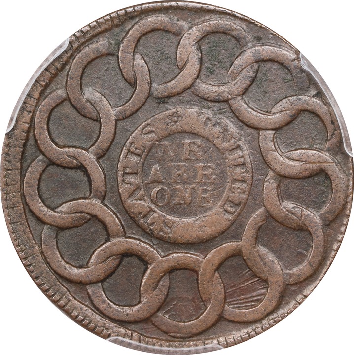1787 Fugio 1c 4 Cinquefoils, STATES UNITED, Newman 13-R MS BN XF45 BN thumbnail 2