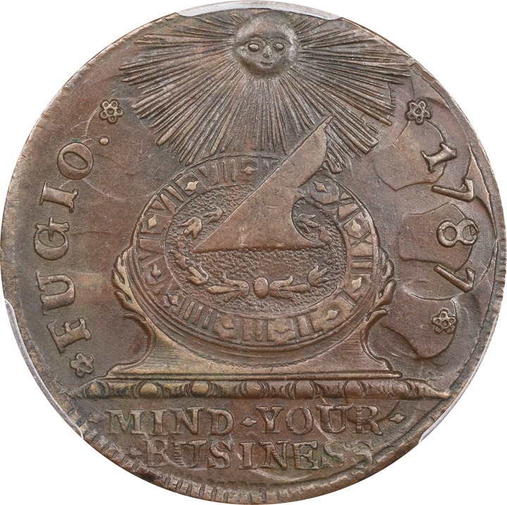 1787 Fugio 1c 4 Cinquefoils, UNITED STATES, Newman 11-B MS BN G4 BN CAC thumbnail 2