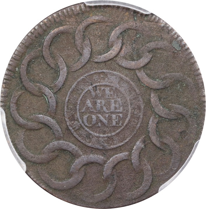1787 Fugio 1c Cinquefoils, Raised Rims MS BN F15 BN thumbnail 25