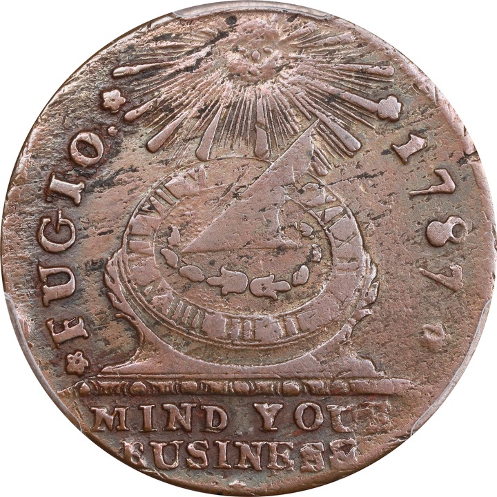 1787 Fugio 1c Club Rays, Rounded Ends, Newman 4-E MS BN VG10 BN thumbnail 3