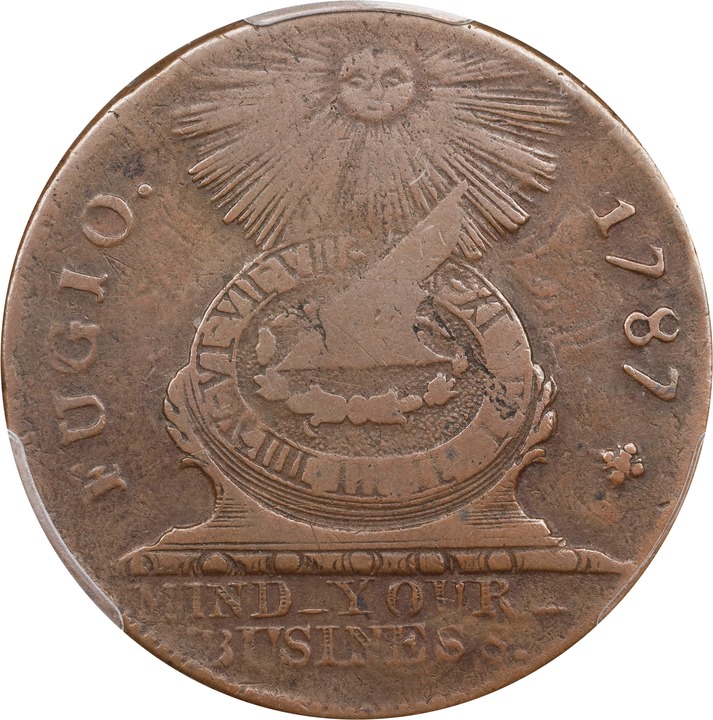 1787 Fugio 1c No Cinq, Cross After Date, STATES UNITED, Newman 1-L MS BN F12 BN thumbnail 20