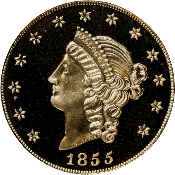 1855 G$50  Kellogg & Co., Commemorative Restrike MS thumbnail 4