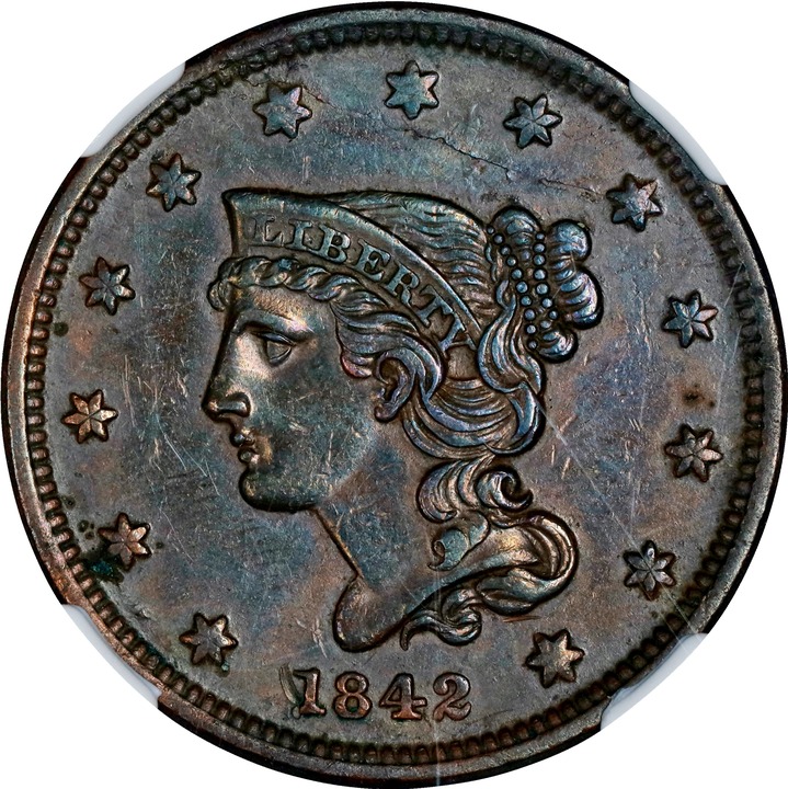 1842 1c Small Date MS BN thumbnail 4