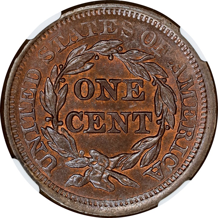 1856 1c Slanted 5 MS BN MS64 BN CAC thumbnail 4