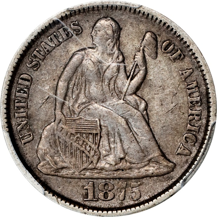1875-CC 10c Mintmark Below Bow MS thumbnail 5