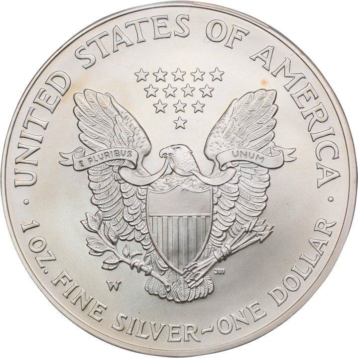 2008-W $1  Silver Eagle, Burnished, Reverse of 2007 MS69 thumbnail 18