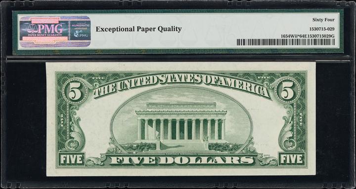 1934D $5  Wide, Star Replacement (Fr. 1654W*) thumbnail 3