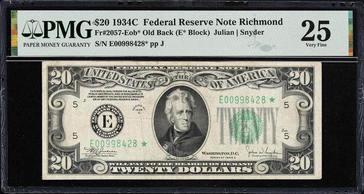 1934C $20  Richmond, Star Replacement (Fr. 2057E*) thumbnail 2