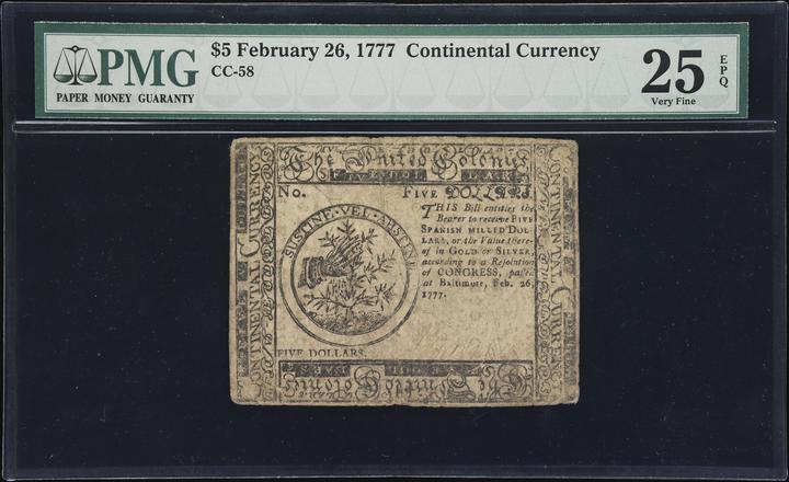 Feb 26, 1777 $5  Continental Congress, Baltimore (Fr. CC58) thumbnail 10