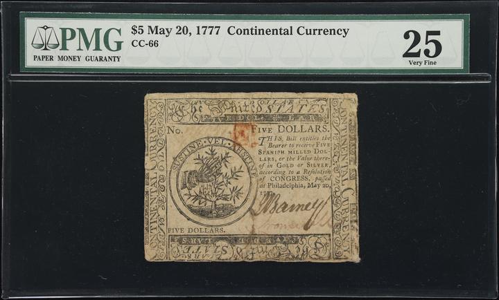 May 20, 1777 $5  Continental Congress (Fr. CC66) thumbnail 3