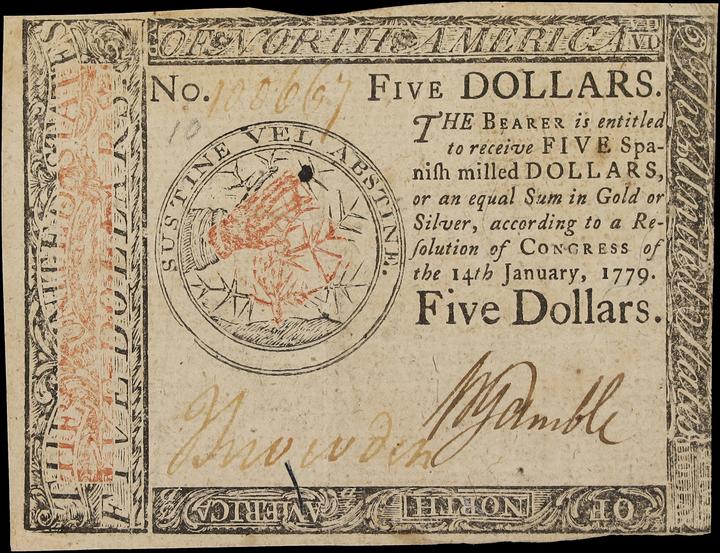 Jan 14, 1779 $5  Continental Congress (Fr. CC91) thumbnail 4