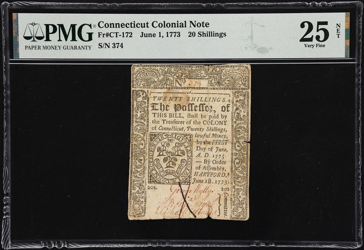 Jun 1, 1773 20s Connecticut (Fr. CT172) thumbnail 2