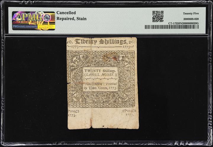 Jun 1, 1773 20s Connecticut (Fr. CT172) thumbnail 3