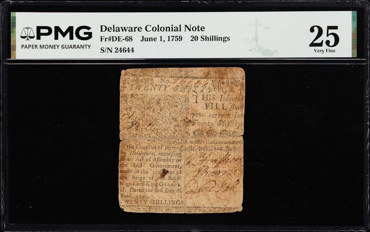 Jun 1, 1759 20s Delaware (Fr. DE68) thumbnail 9