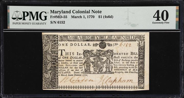 Mar 1, 1770 $1  Maryland (Fr. MD55) thumbnail 2