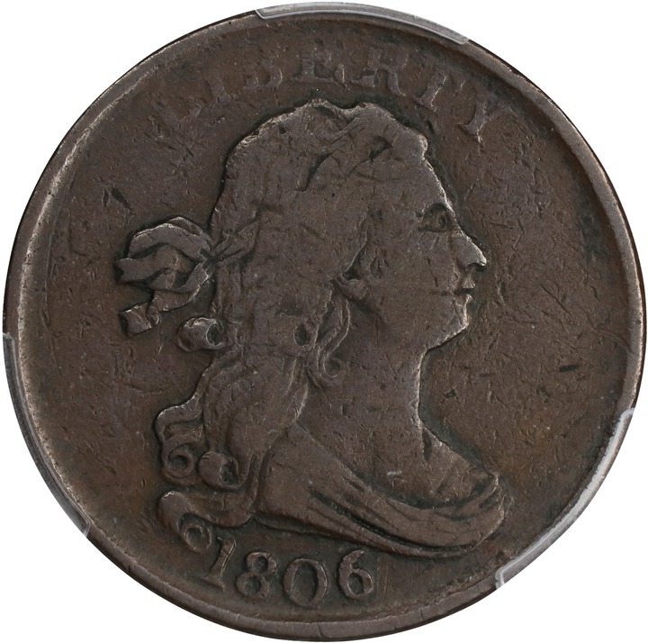 Image for 1806 1/2c Small 6, No Stems MS BN F15 BN CAC