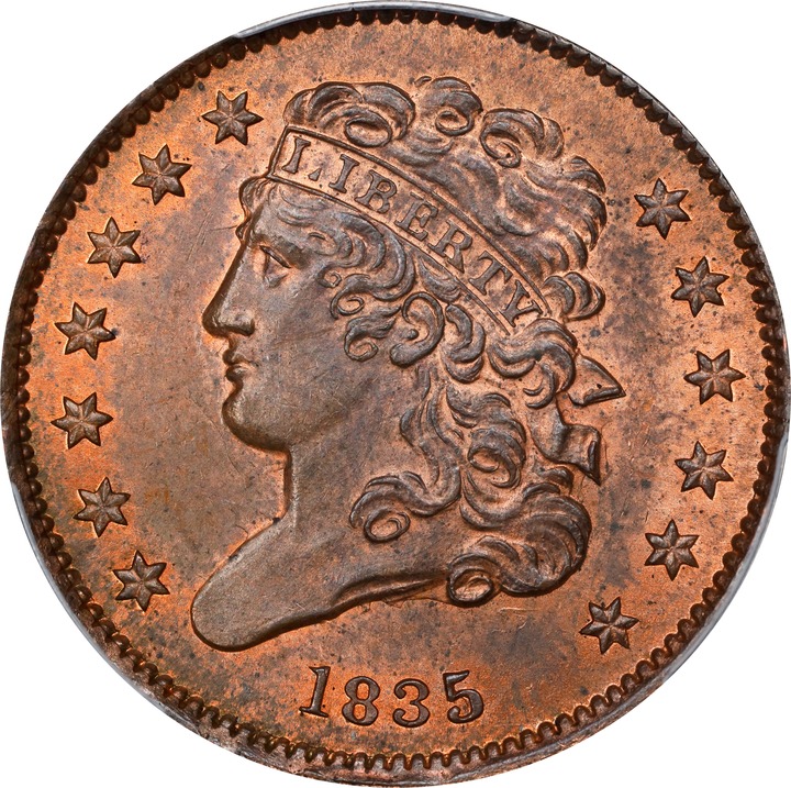 1835 1/2c MS RB thumbnail 4
