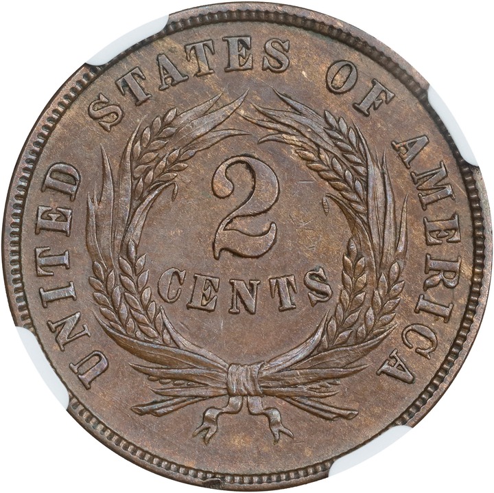 1864 2c Large Motto MS BN MS61 BN CAC thumbnail 2