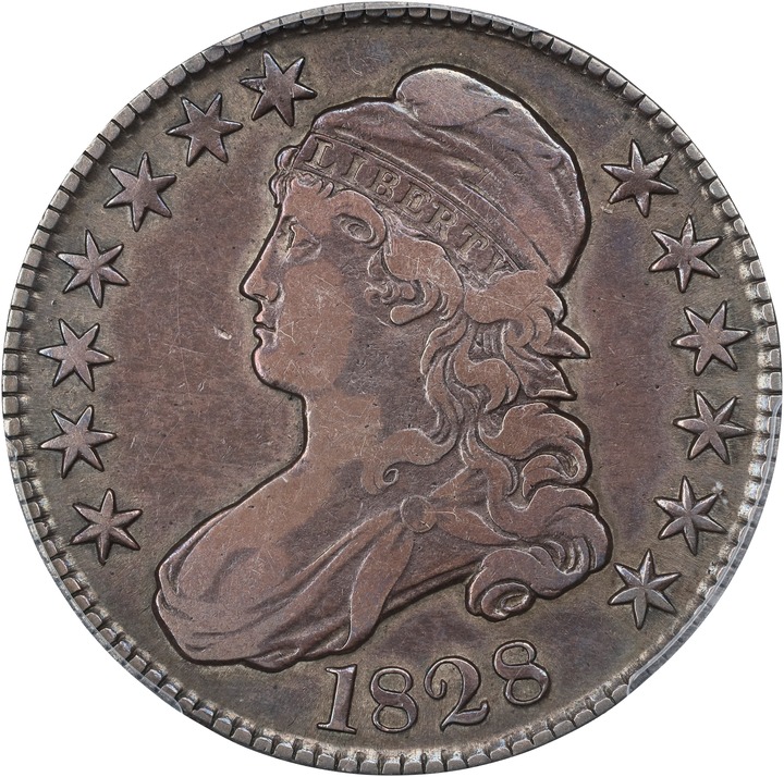 1828 50c Curl Base 2, No Knob VF30 CAC thumbnail 6