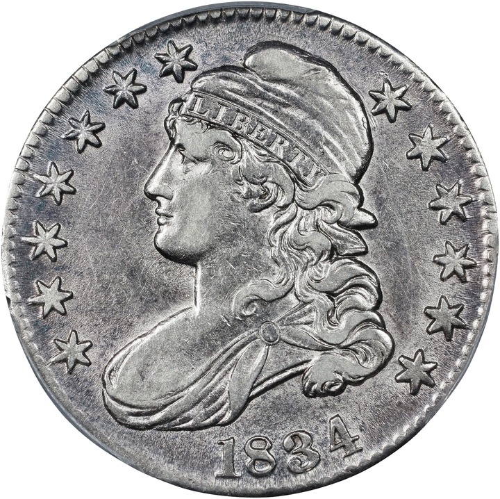 1834 50c Large Date, Large Letters XF45 thumbnail 3