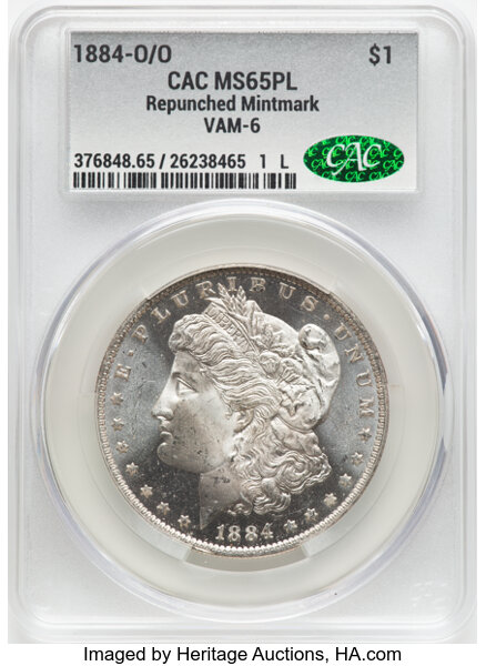1884-O/O $1 Repunched Mintmark, VAM-6 MS PL