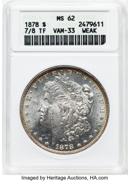 1878 7/8TF $1  Weak, 7/4, Doubled Legs, VAM-33 XF45 thumbnail 18