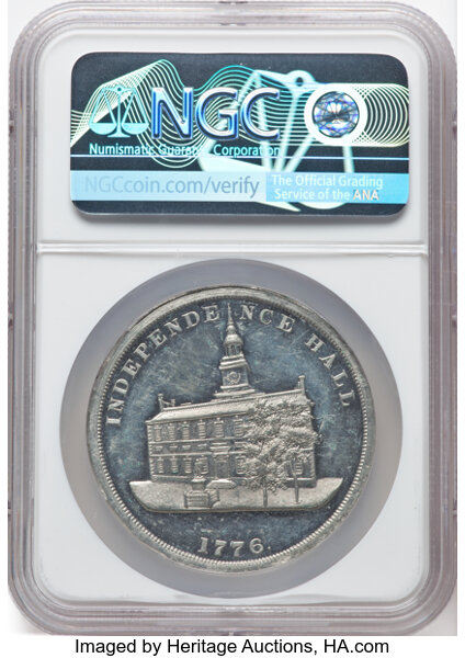 1876 SC$1 Liberty Bell, Sm. Bell, White Metal, HK-29 MS thumbnail 3