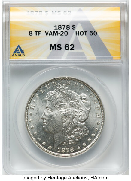 1878 8TF $1  Doubled Date, VAM-20 MS thumbnail 2