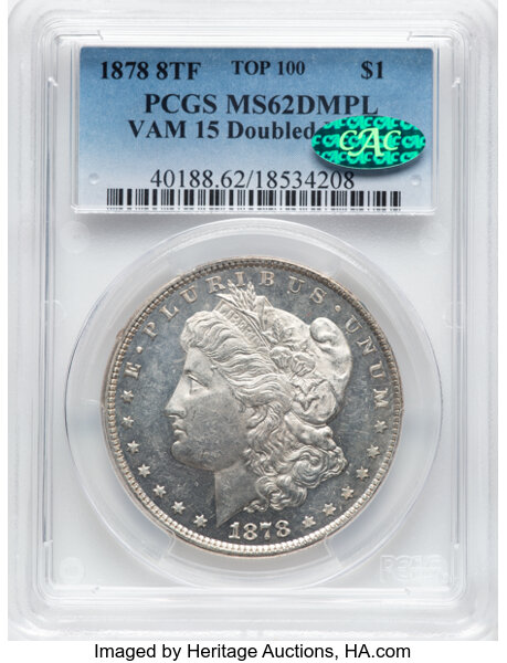 1878 8TF $1  Doubled LIBERTY, VAM-15 MS DMPL thumbnail 3