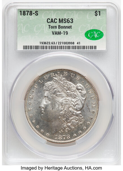 1878-S $1  Torn Bonnet, VAM-19 MS thumbnail 4