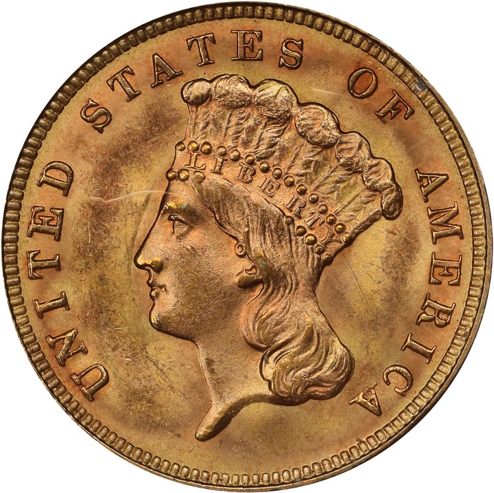 Image for 1888 $3 MS63 CAC