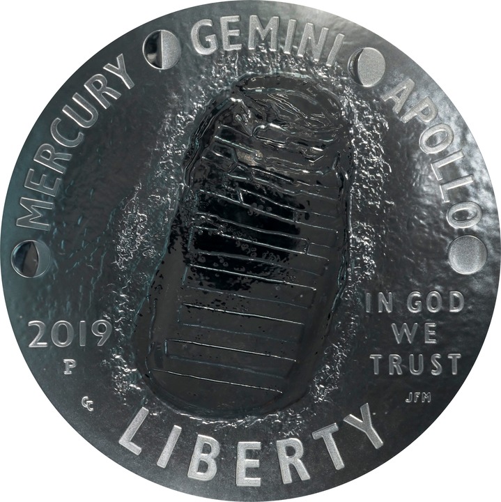 Image for 2019-P S$1 5oz Silver, Apollo 11 50th Anniversary PR DCAM PR70 DCAM CAC