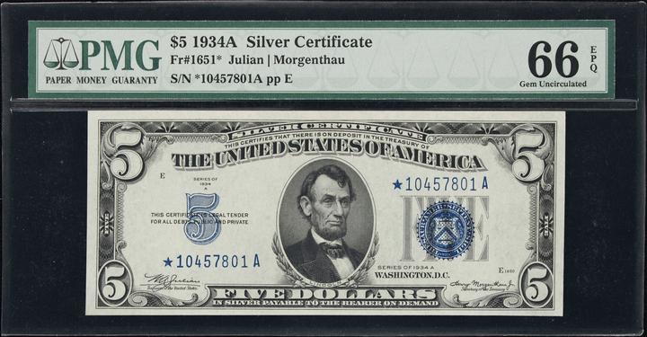 1934A $5  Star Replacement (Fr. 1651*) thumbnail 2