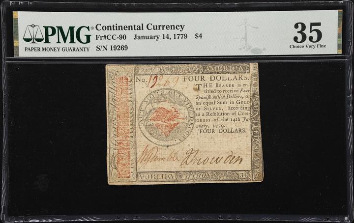 Jan 14, 1779 $4  Continental Congress (Fr. CC90) thumbnail 4