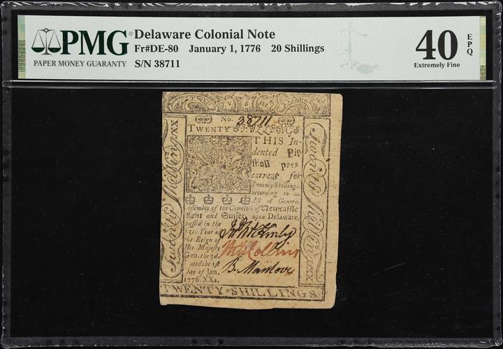Jan 1, 1776 20s Delaware (Fr. DE80) thumbnail 10