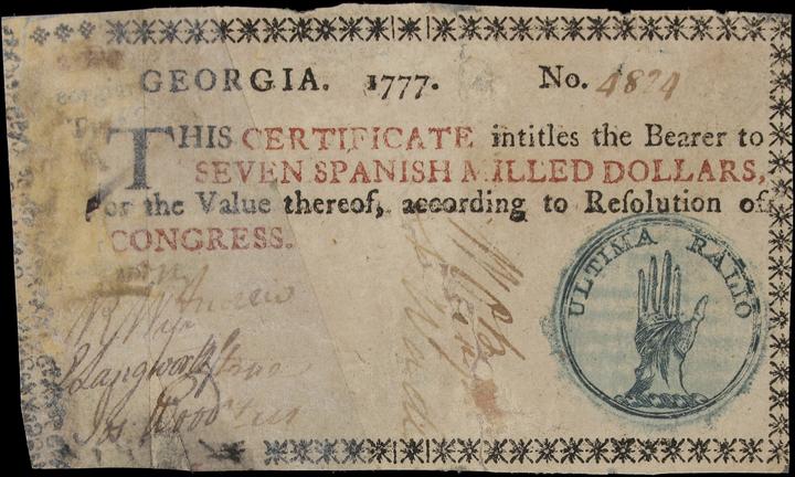 1777 $7  Georgia (Fr. GA88) thumbnail 2