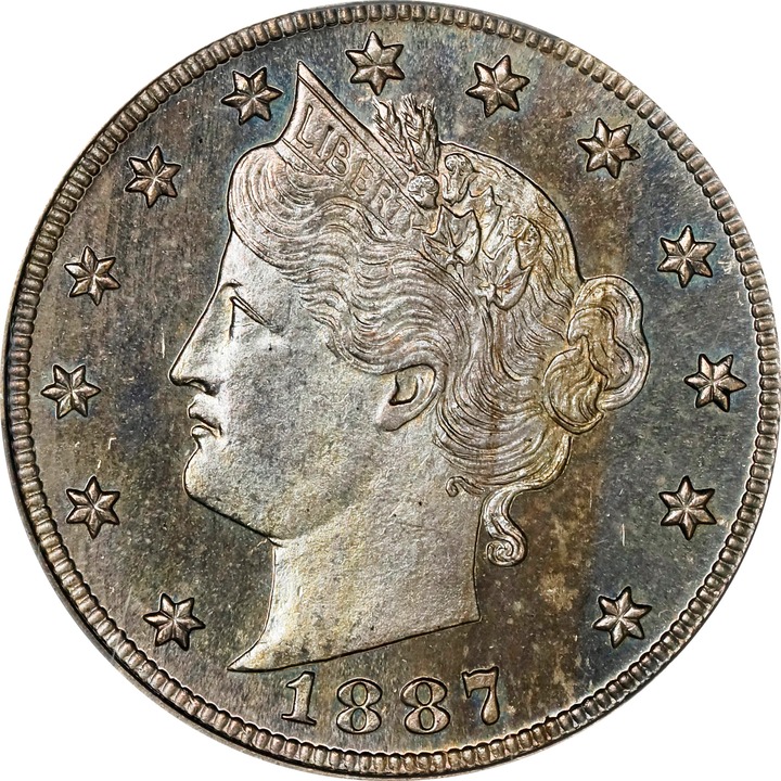1887 5c AU53 CAC thumbnail 7