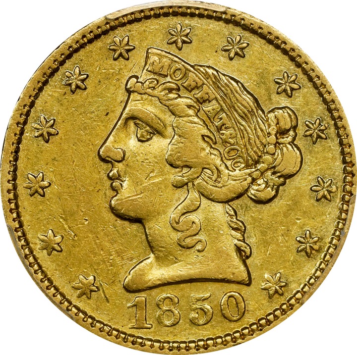 1850 G$5  Moffat & Co., K-7 MS thumbnail 6